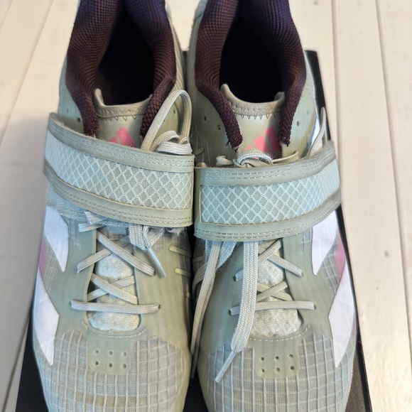 2 Adipower Weightlifting 3 'Linen Green Beam Pink' Women's 8.5 - Picture 2 of 4